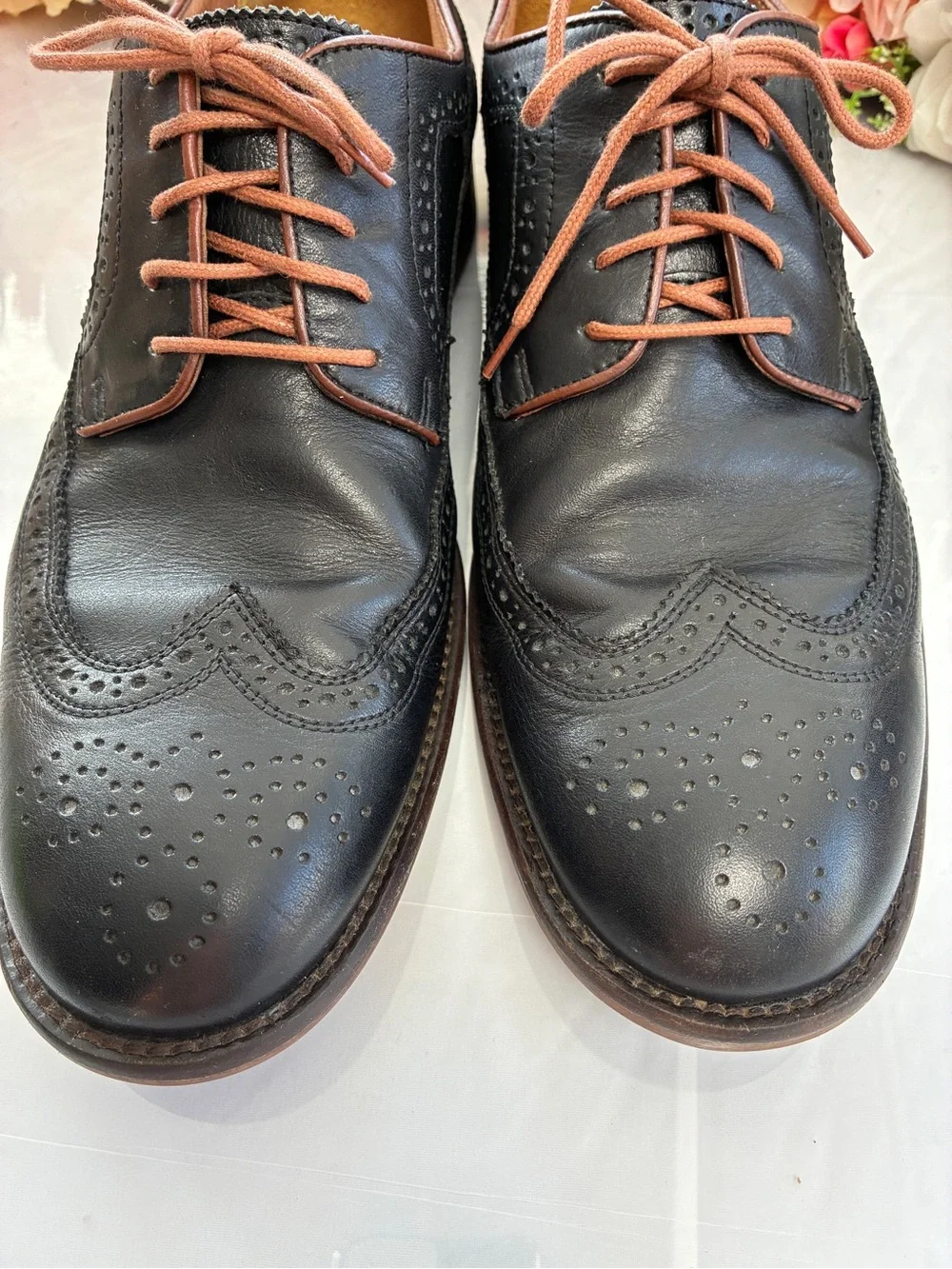 Johnston & Murphy J&M 1850 20-1355 Black Leather Longwing Derby Shoes 12M
